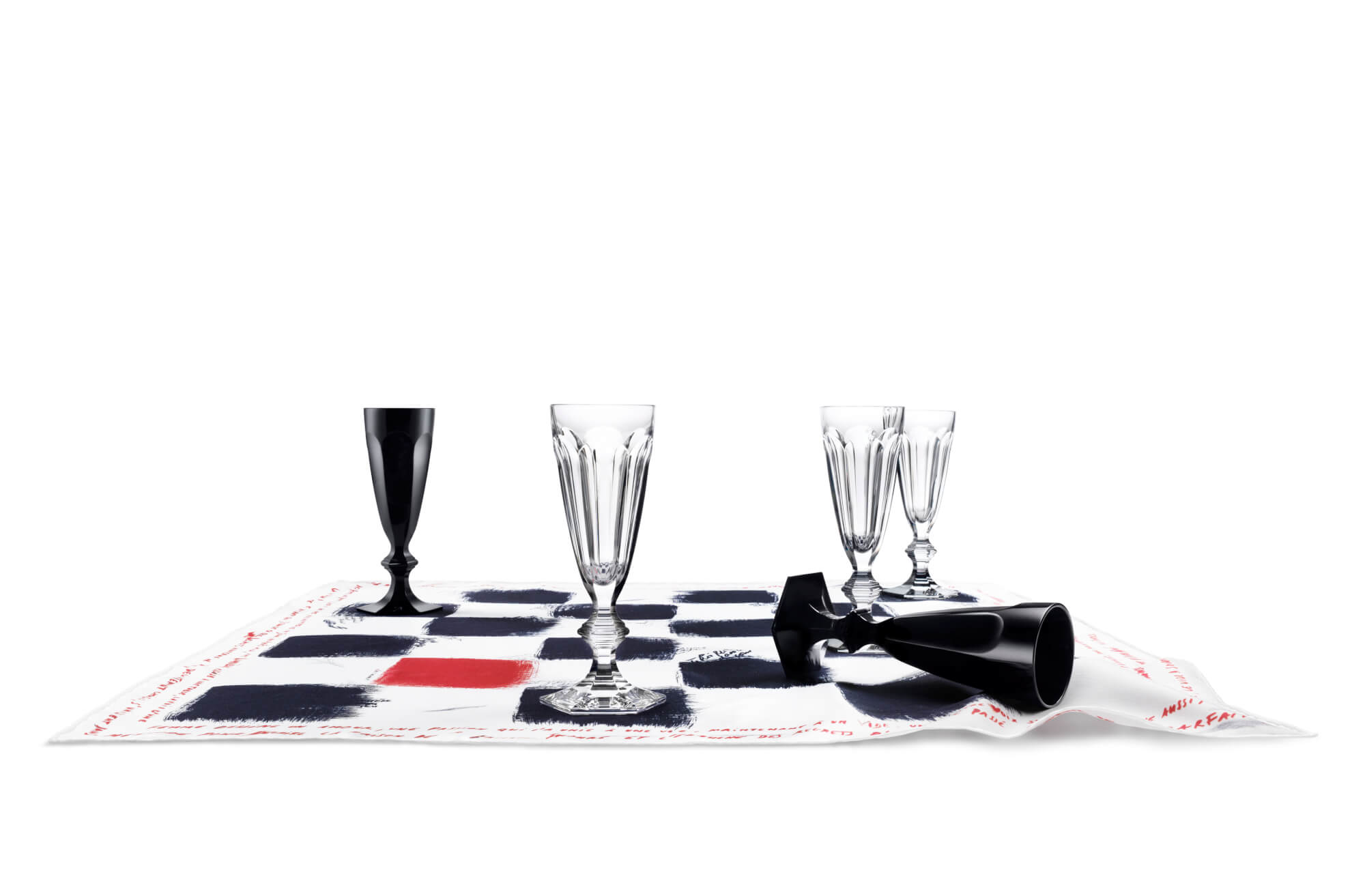 Jeu de Dames en Noir, flutes de champagne (Baccarat) - Cuisine Art de la table