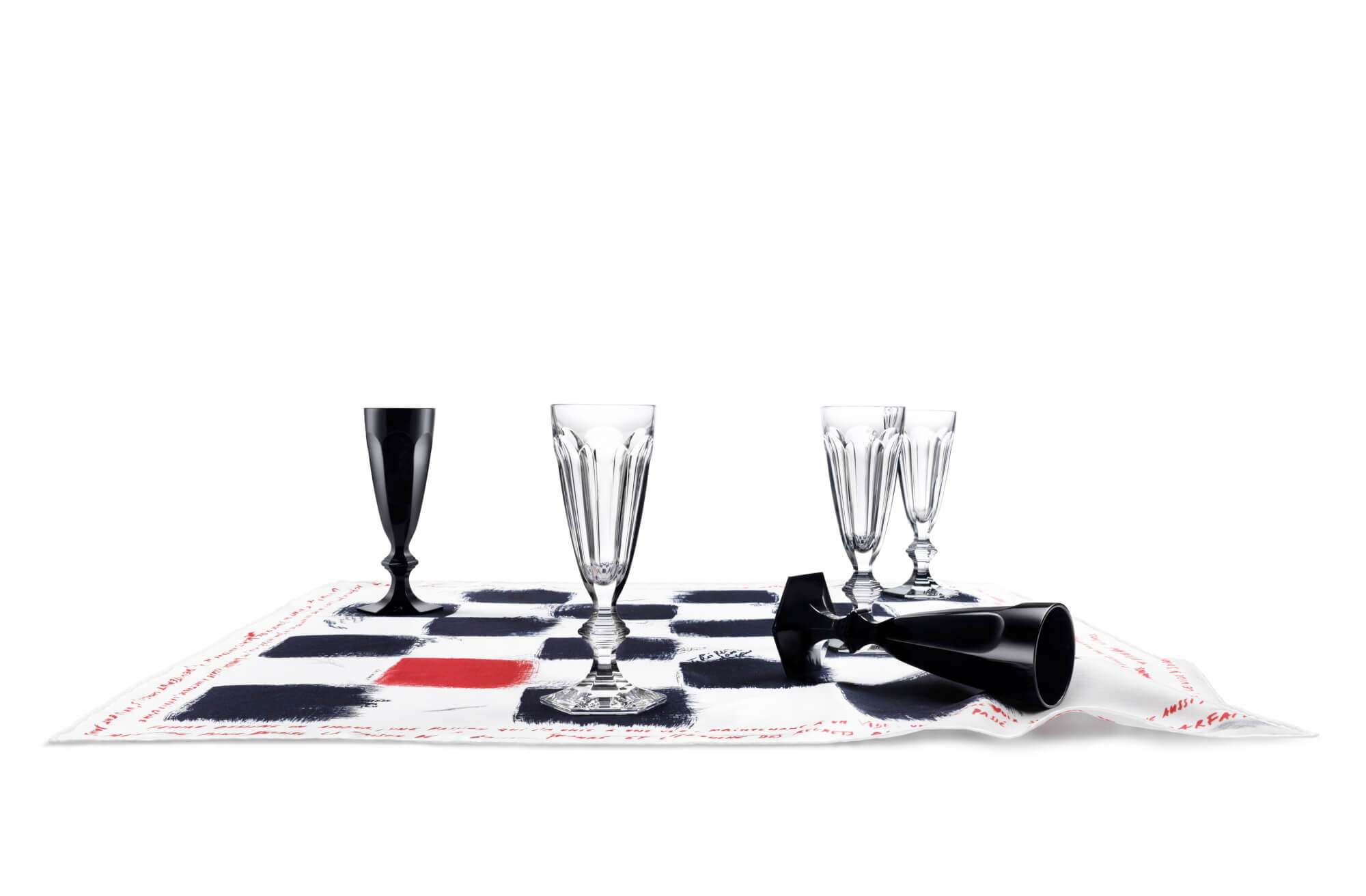 Jeu de Dames en Noir, flutes de champagne (Baccarat)