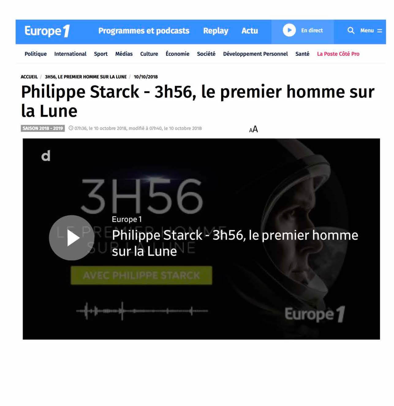 Philippe Starck - 3h56, le premier homme sur la Lune