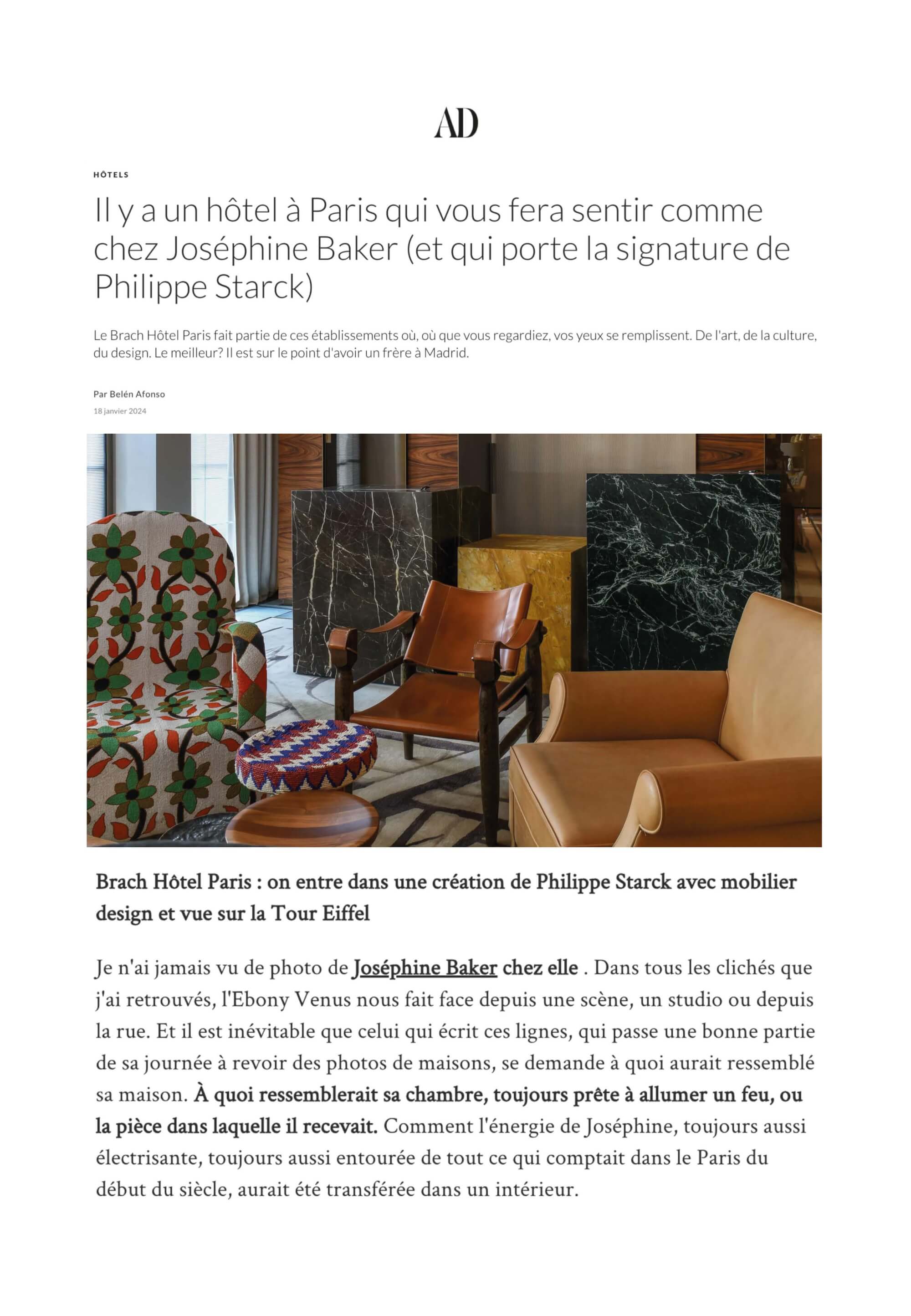 Il y a un hôtel à Paris qui vous fera sentir chez Josephine Baker (et porte la signature de Philippe Starck