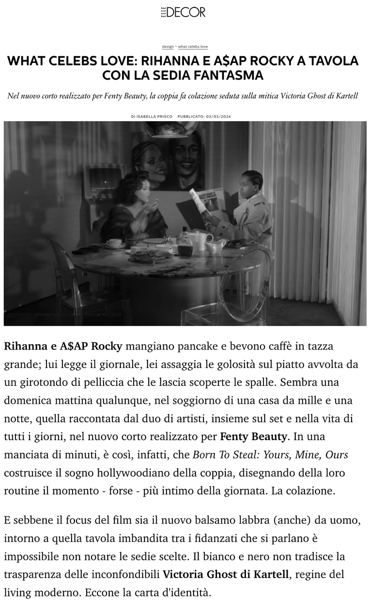 CE QUE LES CÉLÉBRITÉS ADORENT : RIHANNA ET A$AP ROCKY À TABLE AVEC LA VICTORIA GHOST