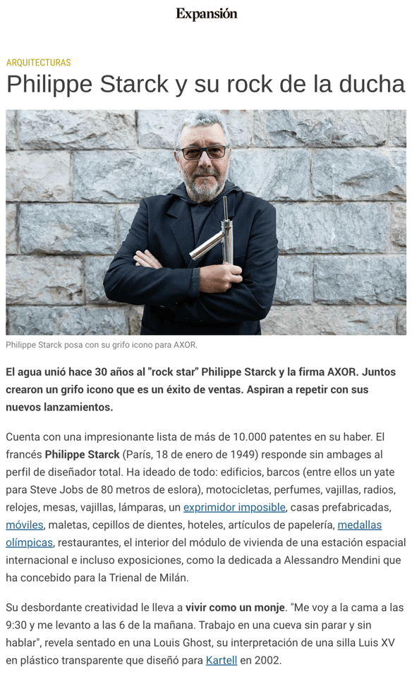 Philippe Starck et sa douche rock