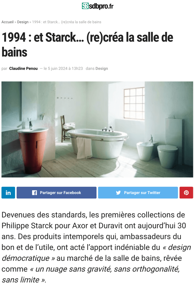 1994 : et Starck… (re)créa la salle de bains