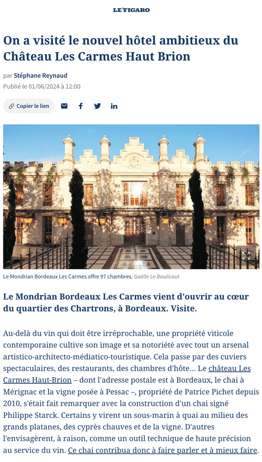 On a visité le nouvel hôtel ambitieux du Château Les Carmes Haut Brion