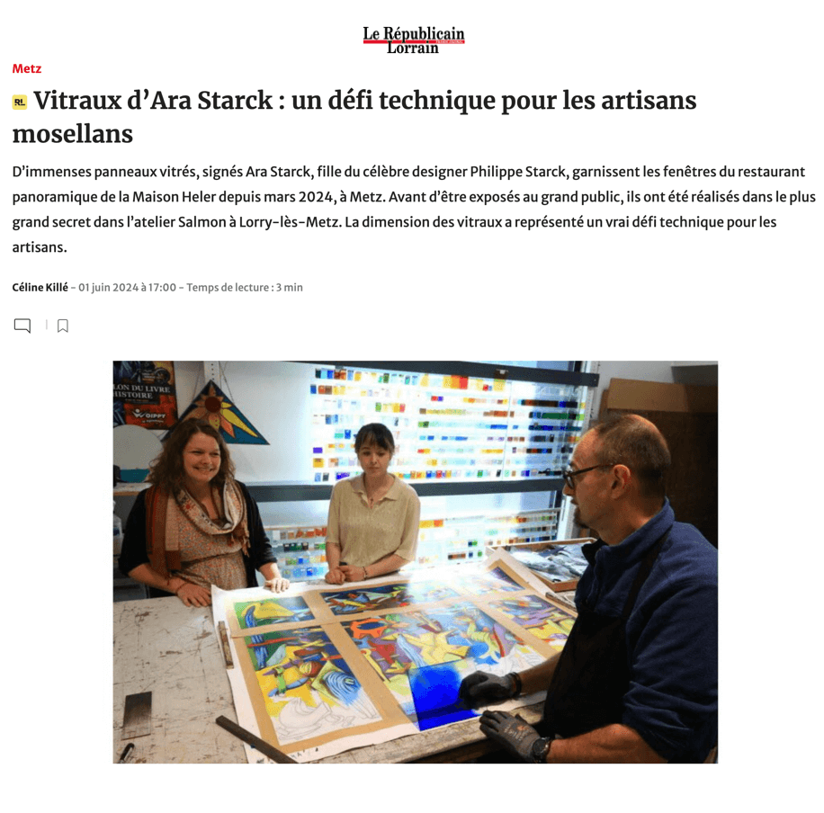 Vitraux d’Ara Starck : un défi technique pour les artisans mosellans