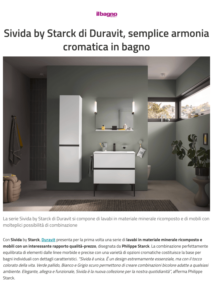 Sivida by Starck de Duravit, simple harmonie chromatique dans la salle de bain