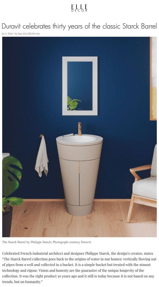 Duravit célèbre les trente ans du classique Starck Barrel