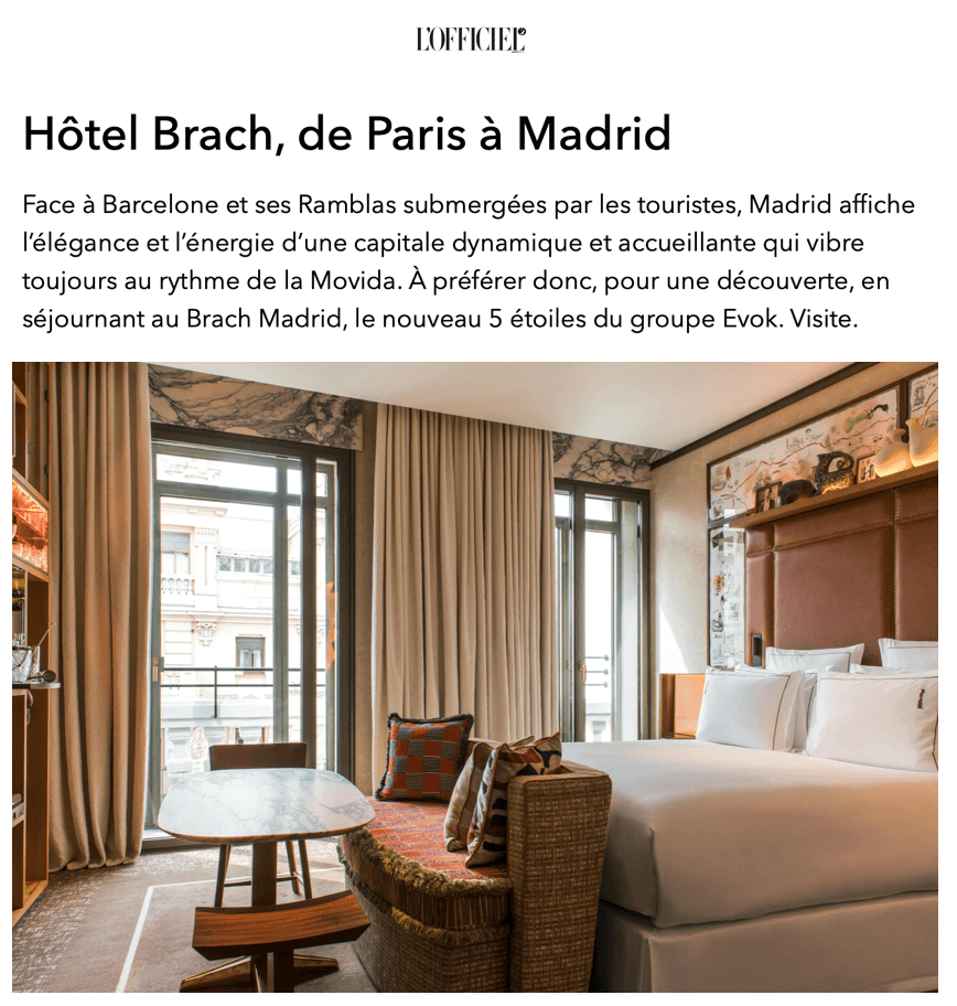 Hôtel Brach, de Paris à Madrid
