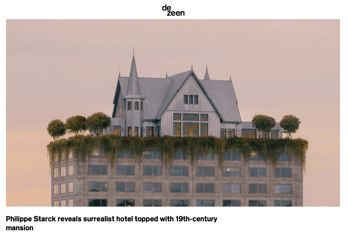 Philippe Starck dévoile un hôtel surréaliste surmonté d'une demeure du XIXe siècle