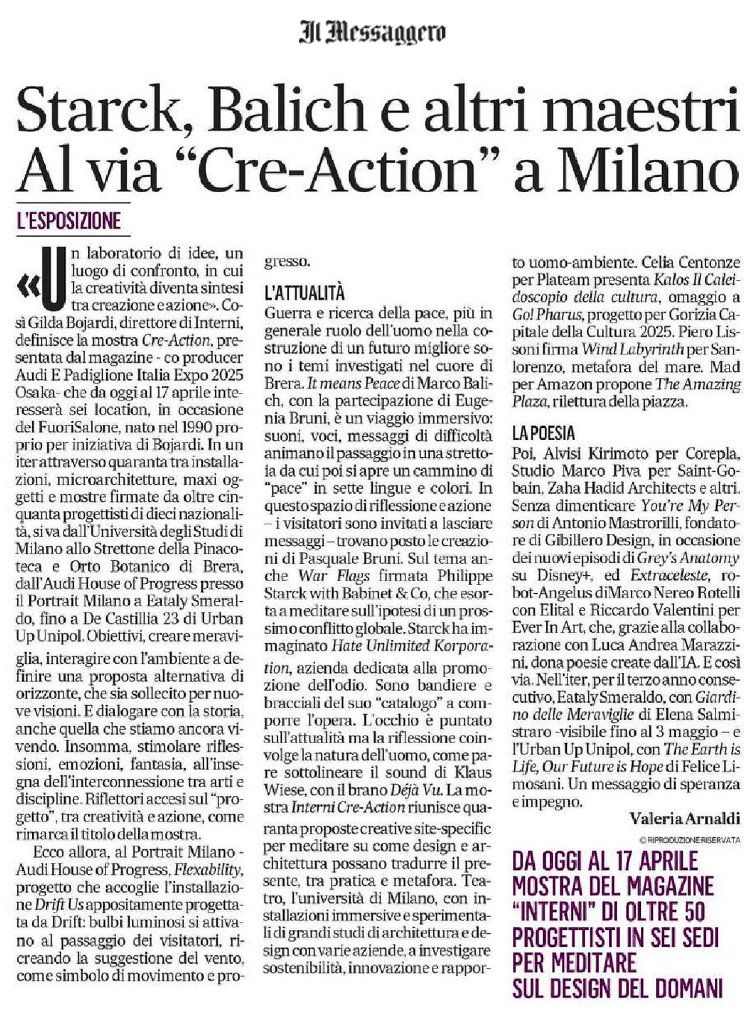 Starck, Balich et d'autres maîtres : « Cre-Action » démarre à Milan