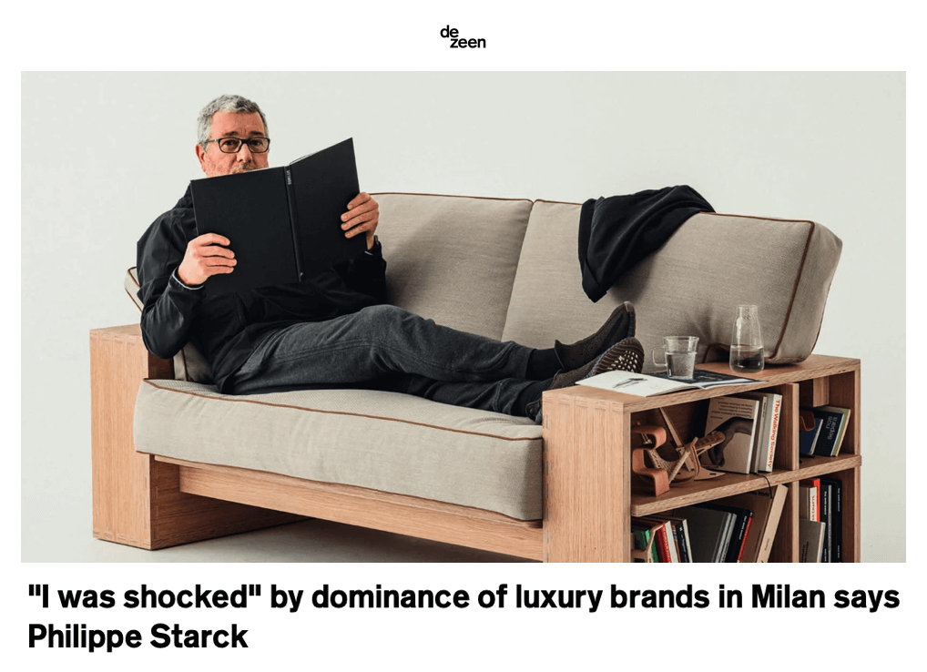Philippe Starck : « J'ai été choqué » par la domination des marques de luxe à Milan