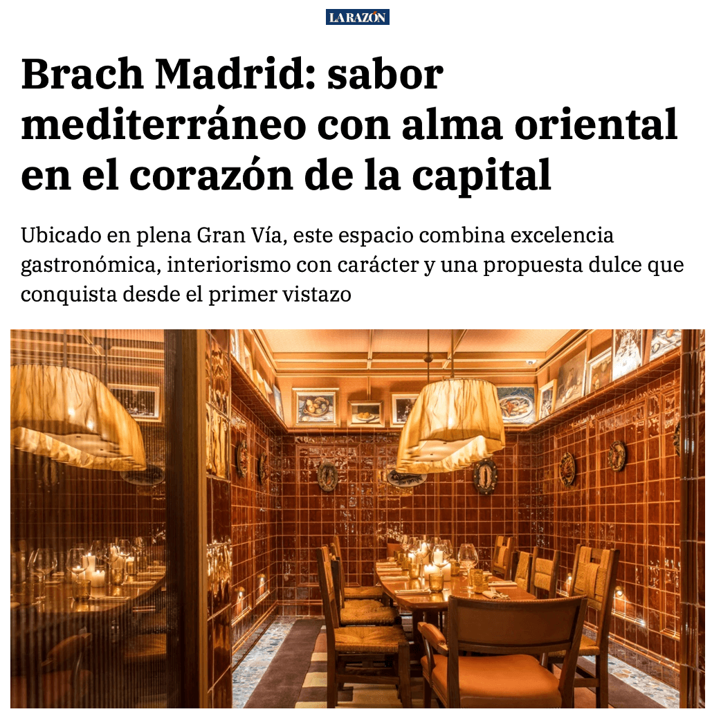 Brach Madrid : saveurs méditerranéennes et âme orientale au cœur de la capitale