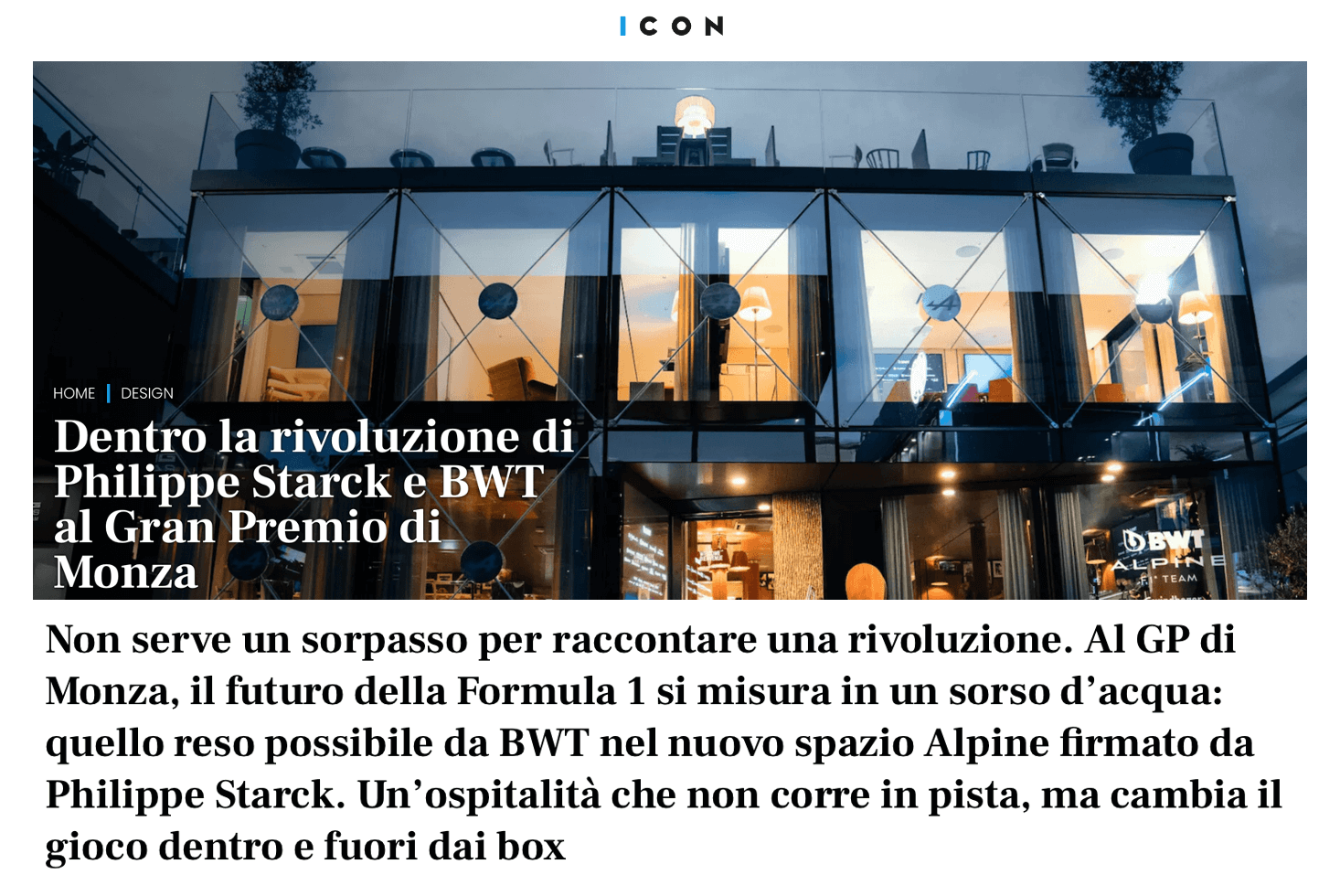 Au cœur de la révolution de Philippe Starck et BWT au Grand Prix de Monza