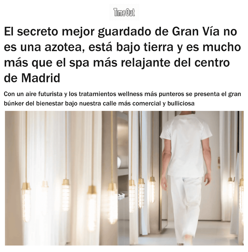 Le secret le mieux gardé de la Gran Vía n'est pas un toit-terrasse, il se trouve sous terre et est bien plus que le spa le plus relaxant du centre de Madrid