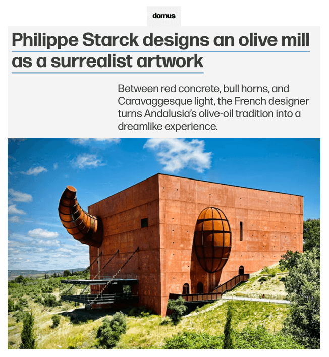 Philippe Starck conçoit un moulin à huile comme une œuvre d'art surréaliste