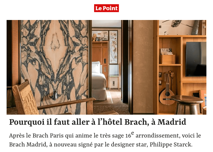 Pourquoi il faut aller à l'hôtel Brach, à Madrid