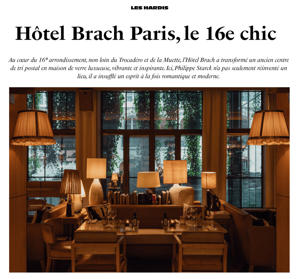 Hôtel Brach Paris, le 16e chic