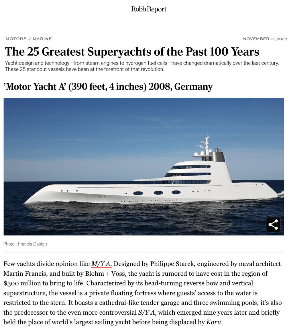 Les 25 plus grands superyachts des 100 dernières années