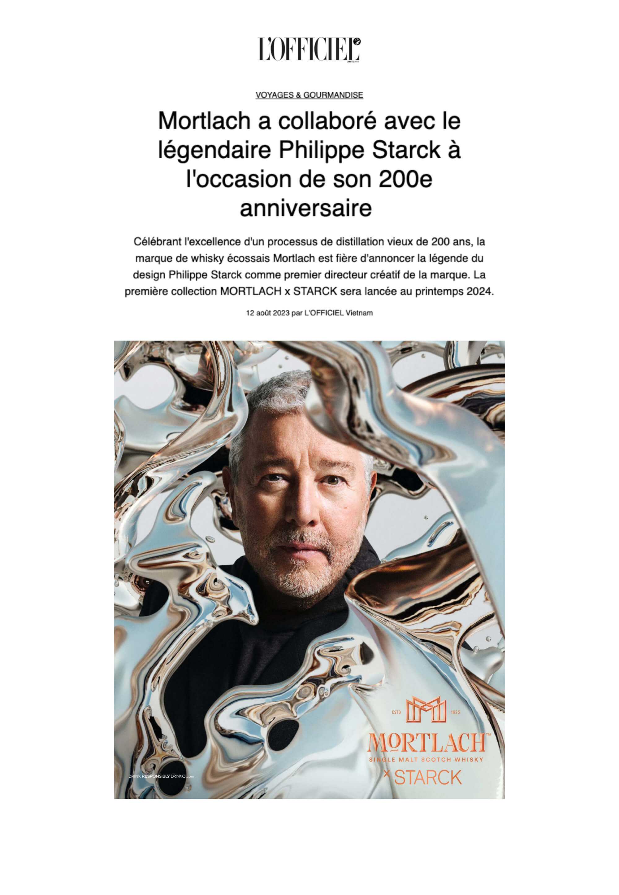 Mortlach collabore avec la légende Philippe Starck à l'occasion du 200eanniversaire de sa fondation