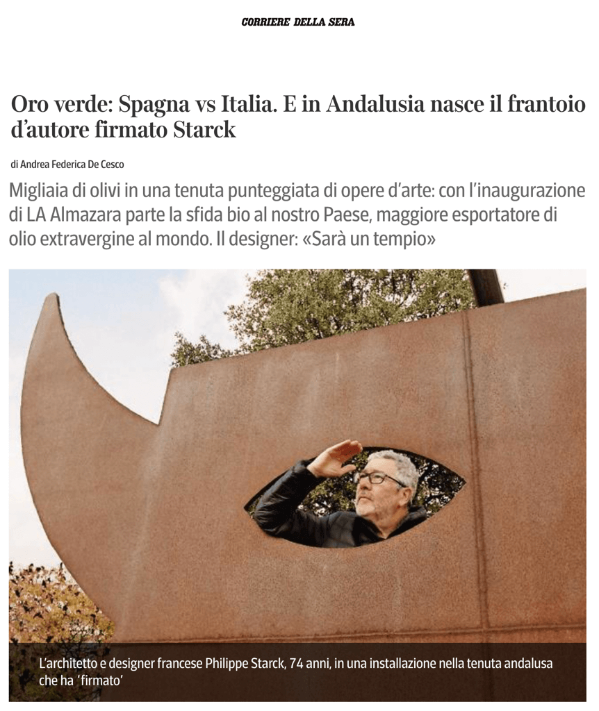 L'or vert : Espagne contre Italie. Et en Andalousie, le moulin à huile dessiné par Starck voit le jour