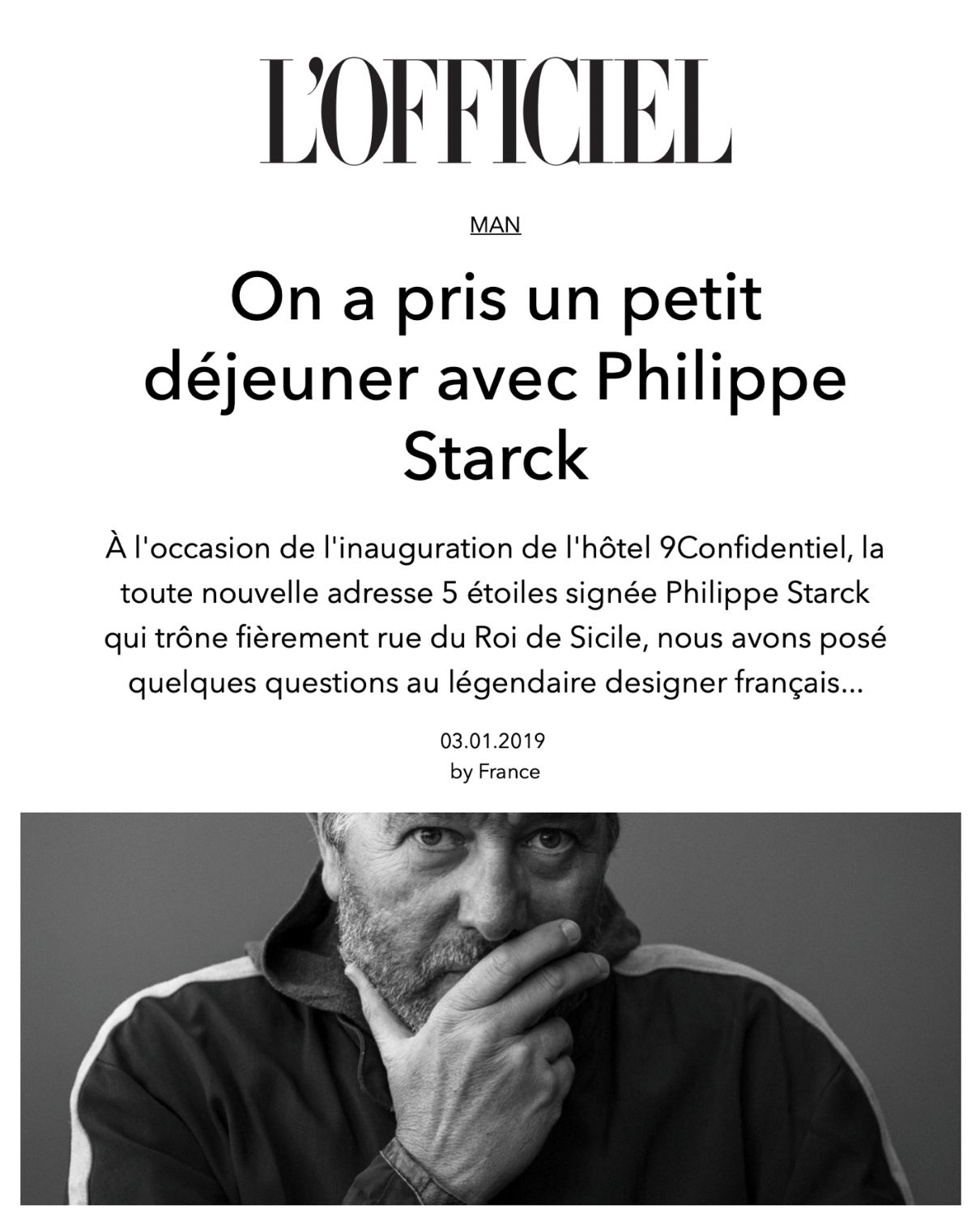 L'Officiel - On a pris un petit déjeuner avec Philippe Starck