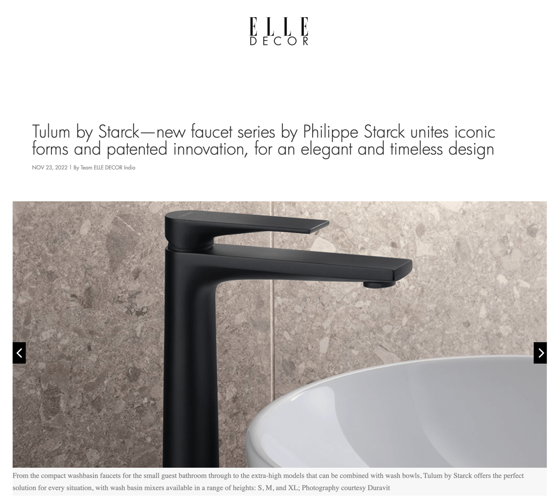 Tulum by Starck - la nouvelle série de robinets de Philippe Starck réunit des formes iconiques et des innovations brevetées, pour un design élégant et intemporel.