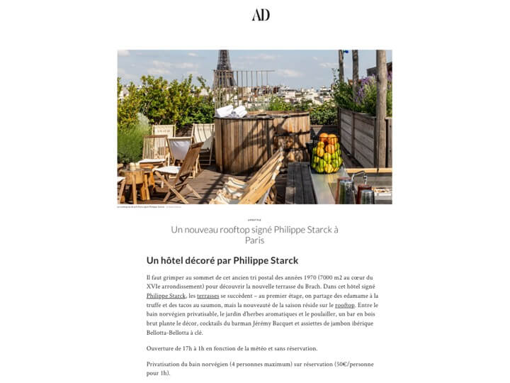 Un nouveau rooftop signé Philippe Starck à Paris