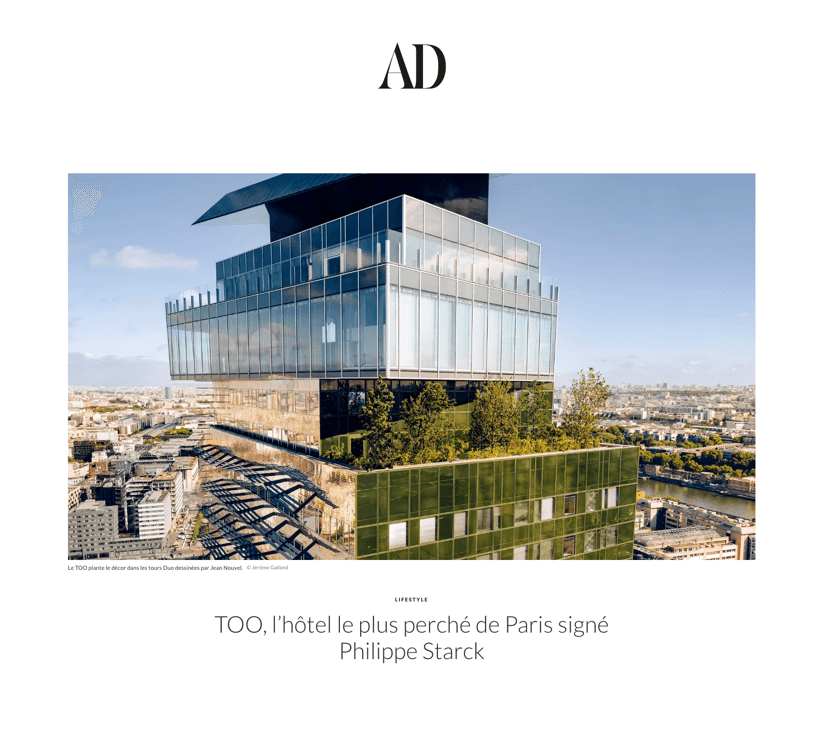 TOO, l'hôtel le plus perché de Paris signé Philippe Starck 