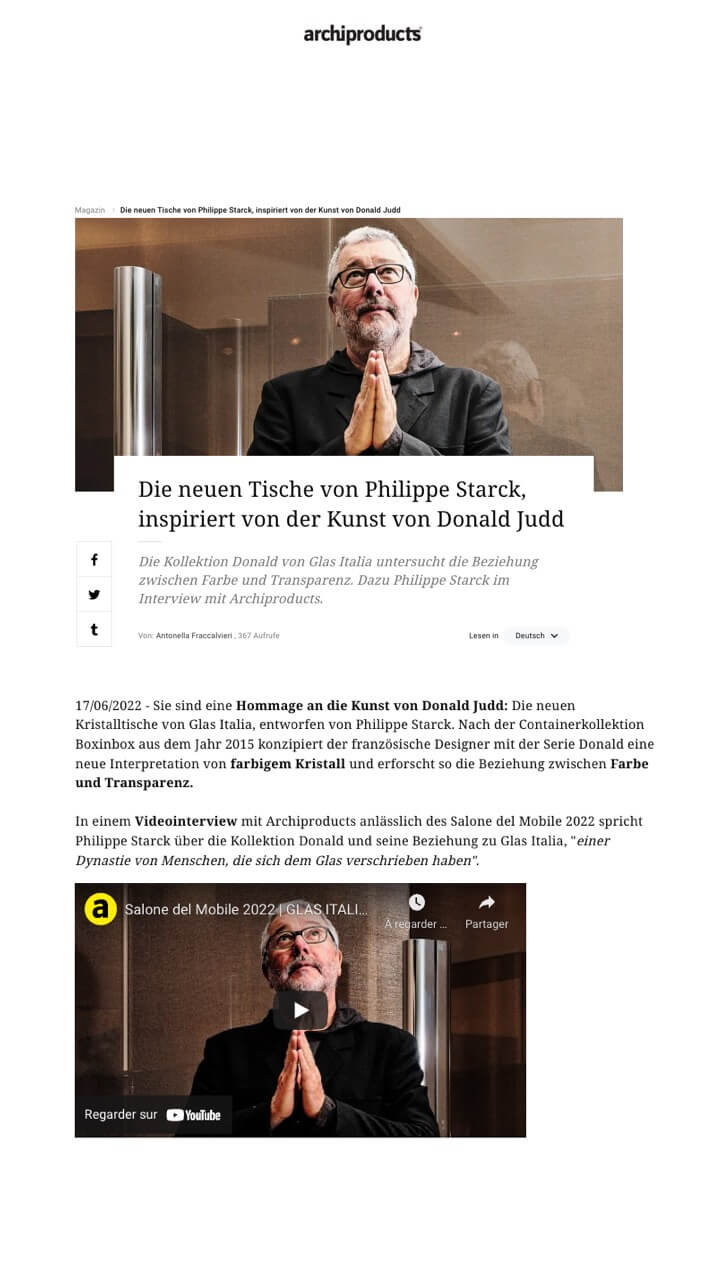 Les nouvelles tables de Philippe Starck, inspirées par l'art de Donald Judd