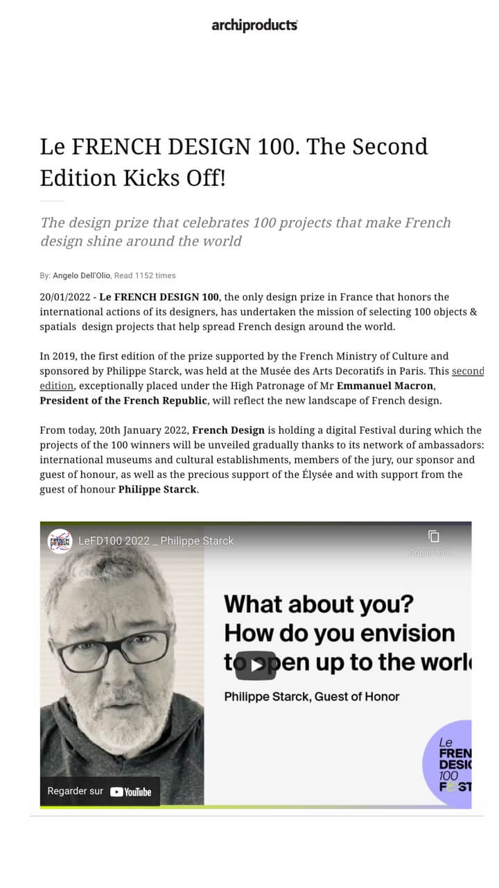 Le FRENCH DESIGN 100. La seconde édition démarre ! 