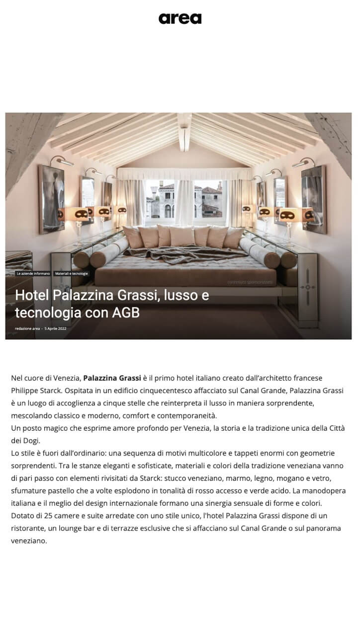 Hôtel Palazzina Grassi, luxe et technologie avec AGB