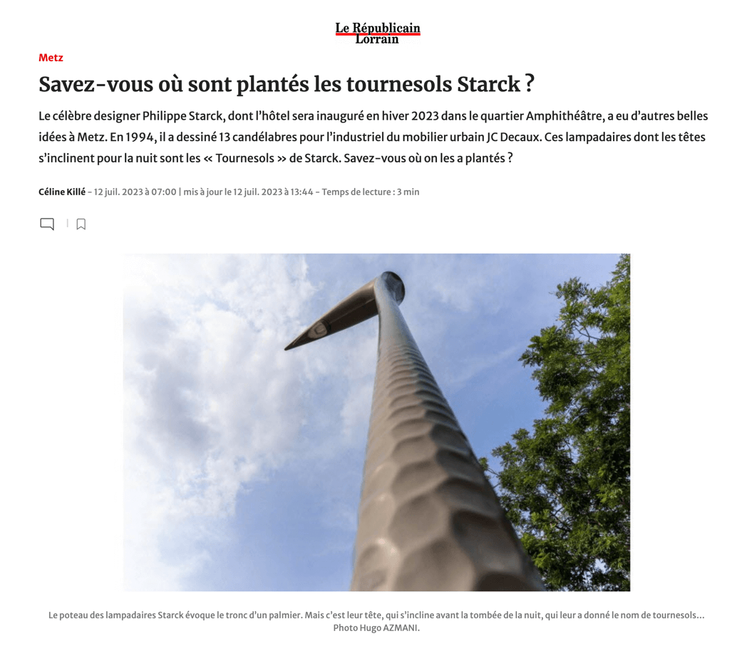 Savez-vous où sont plantés les tournesols Starck ?