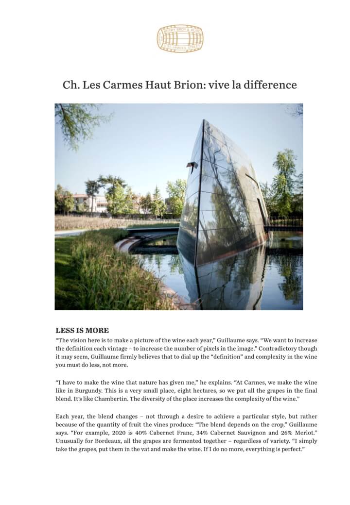 BERRY BORS & RUDD - CHAI DES CARMES HAUT-BRION