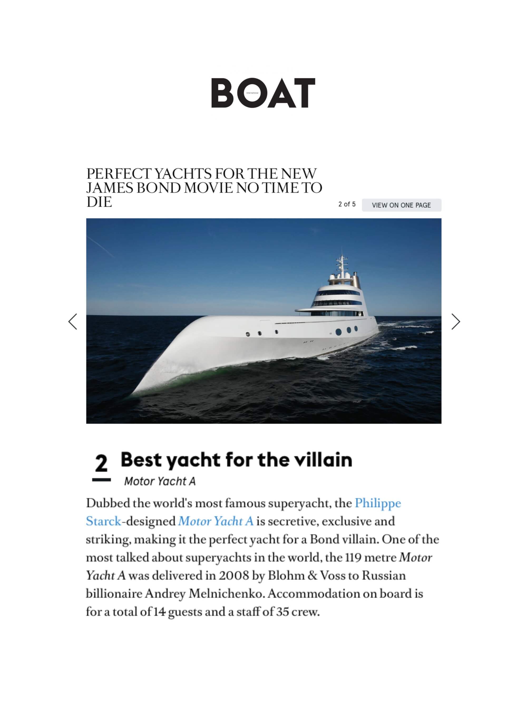BOAT INTERNATIONAL - Motor Yacht A