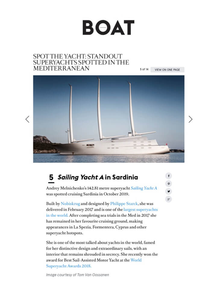 BOAT INTERNATIONAL - Sailing Yacht A