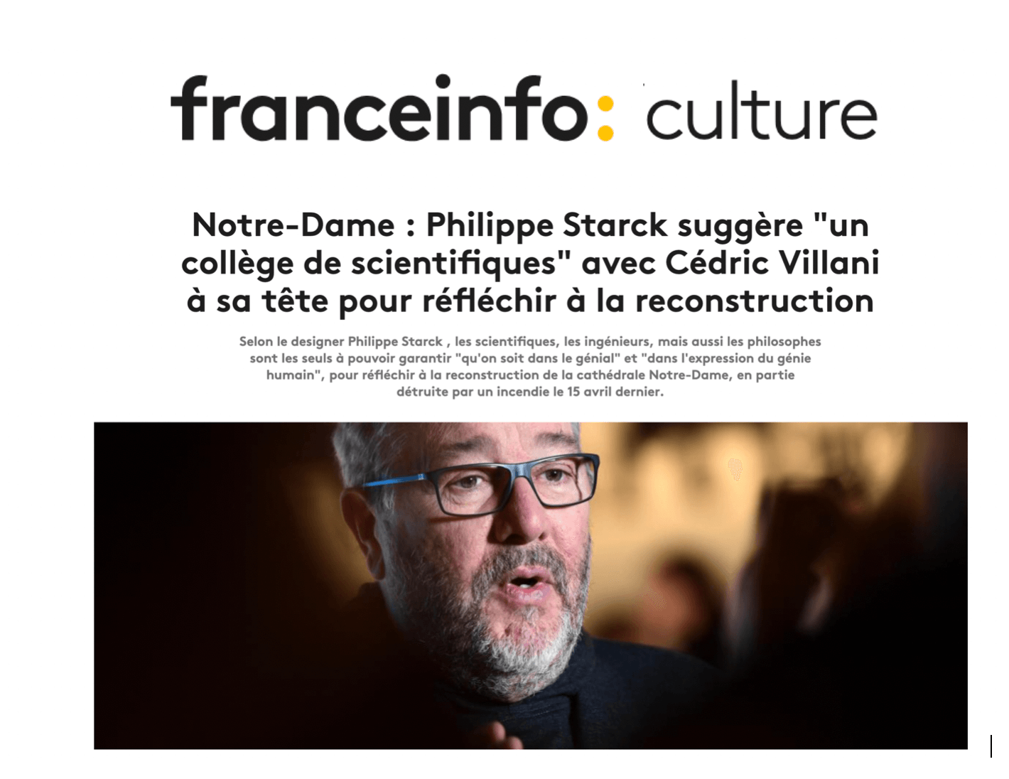 France Info Starck Notre Dame de Paris