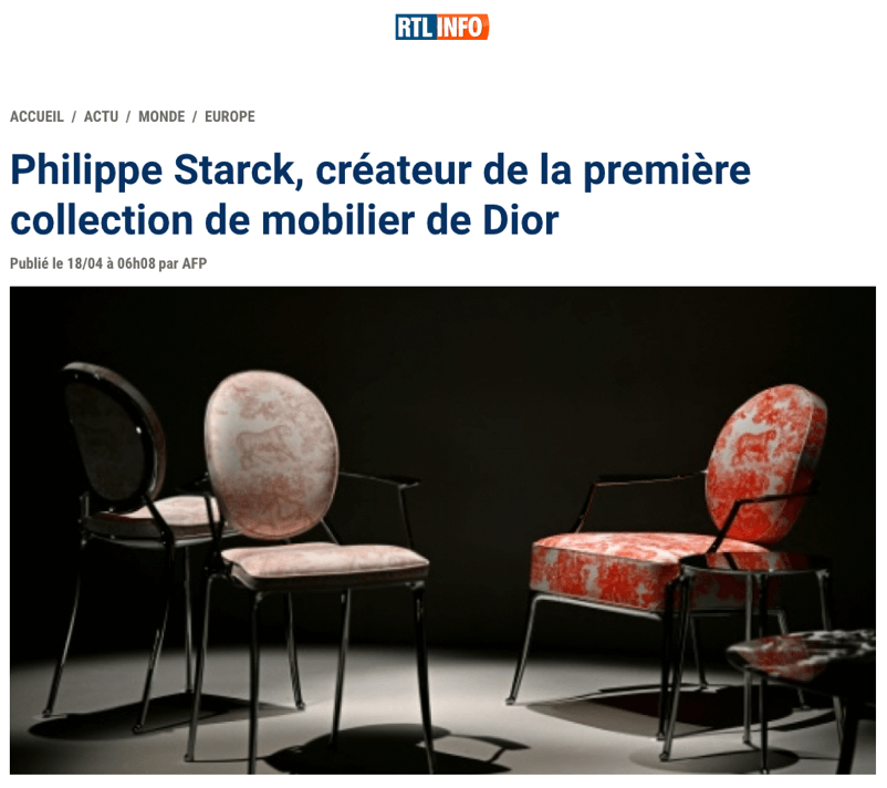 Philippe Starck, créateur de la première collection de mobilier de Dior 