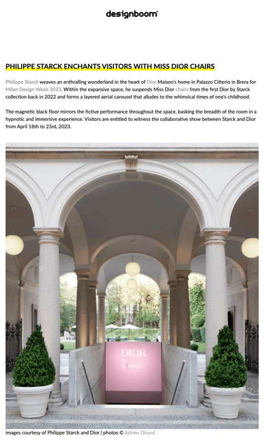 PHILIPPE STARCK ENCHANTE LES VISITEURS AVEC DES CHAISES MISS DIOR