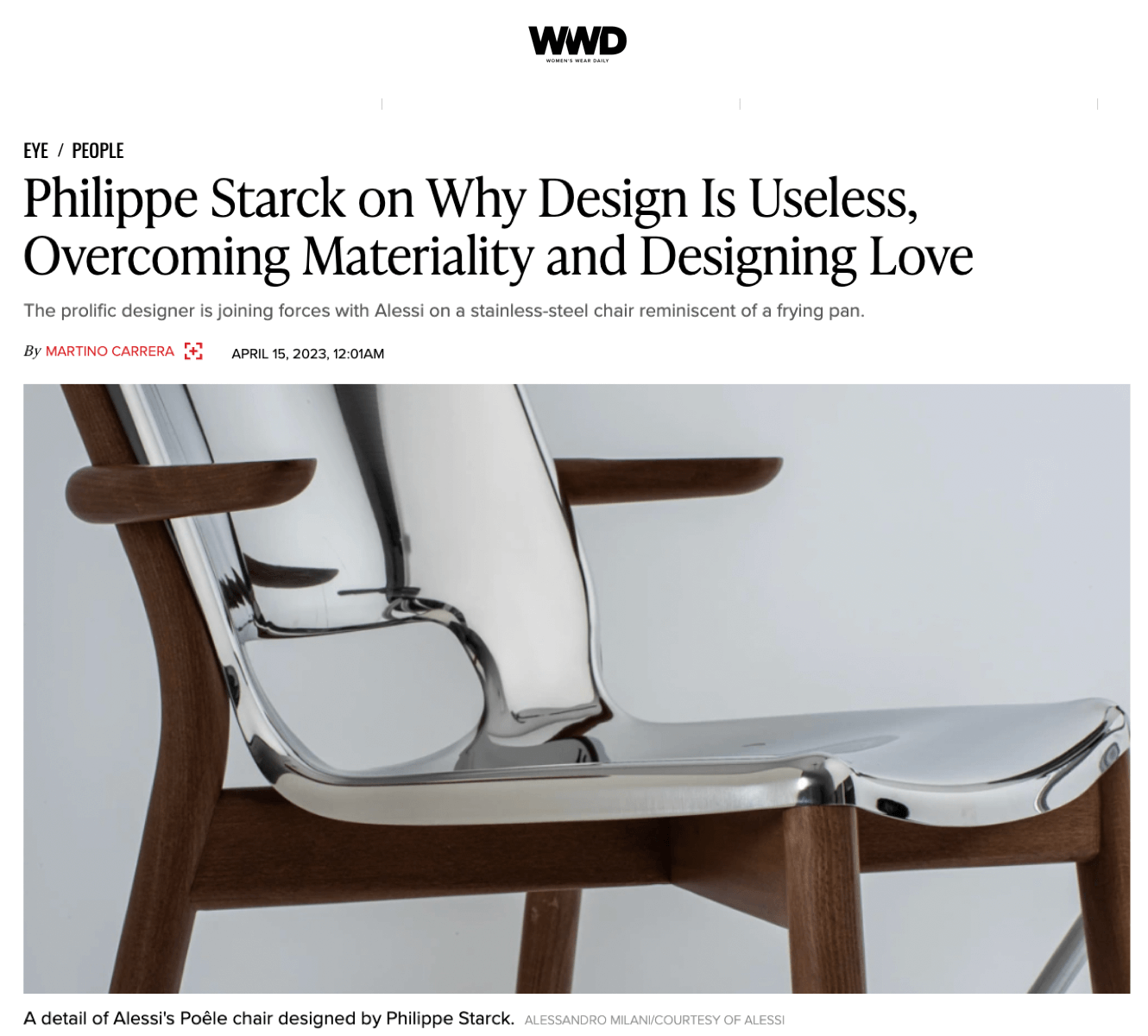 Philippe Starck explique pourquoi le design est inutile, comment surmonter la matérialité et concevoir l'amour