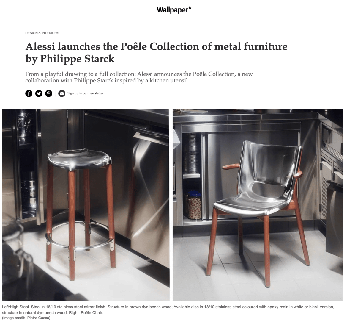 Alessi lance la collection de meubles en métal Poêle de Philippe Starck