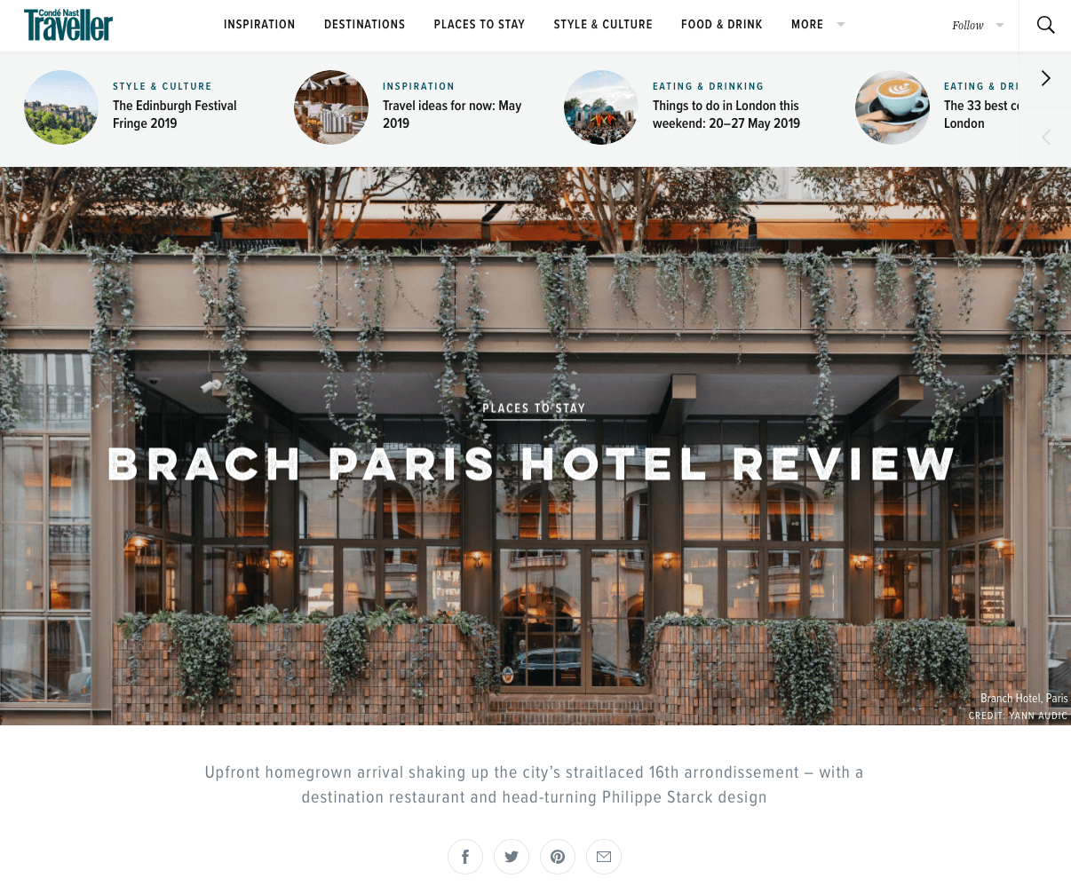 CNN TRAVELLER - HOTEL BRACH REVIEW