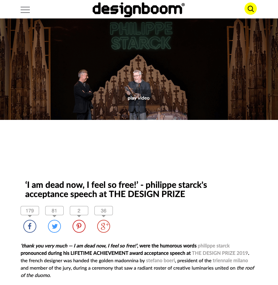 Designboom - Lifetime Achievement Award