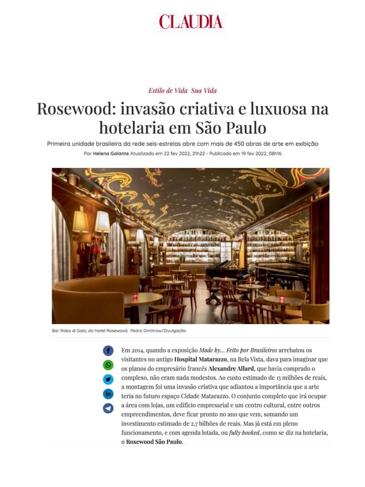 Rosewood : invasion d'hôtels créatifs et luxueux à São Paulo