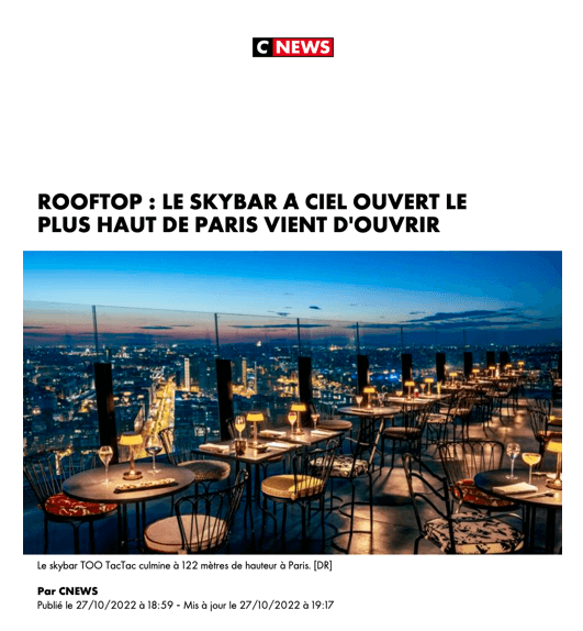 ROOFTOP : LE SKYBAR À CIEL OUVERT LE PLUS HAUT DE PARIS VIENT D’OUVRIR