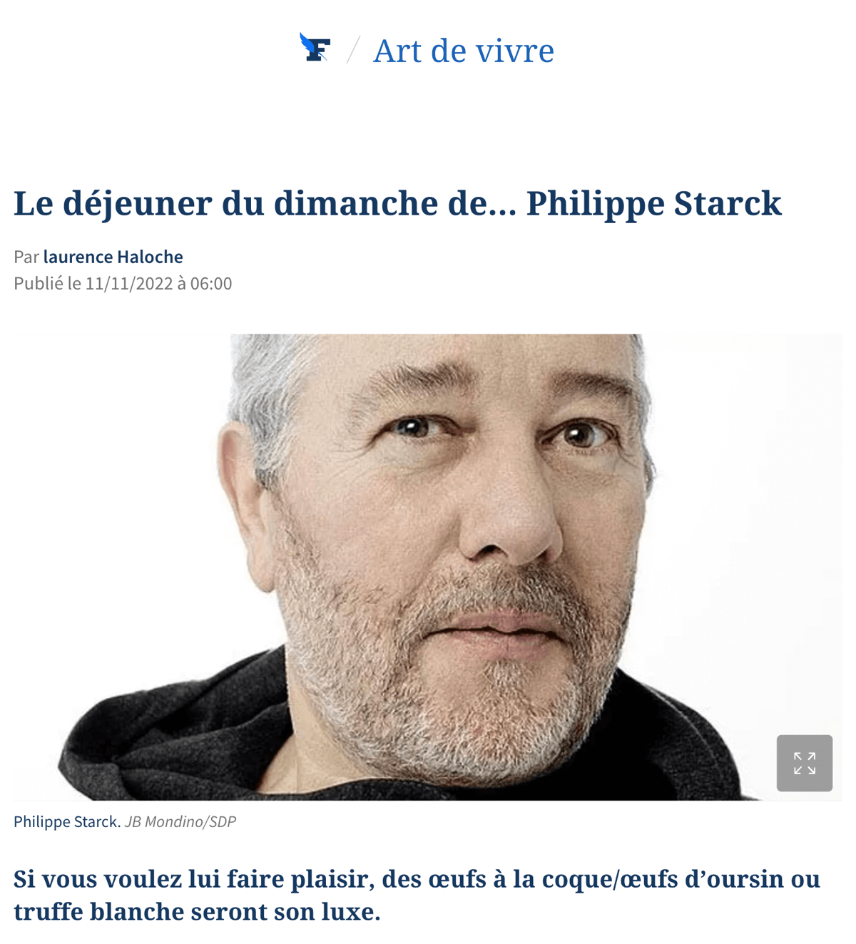 Le déjeuner du dimanche de… Philippe Starck