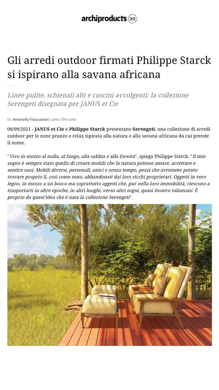 Le mobilier d'extérieur de Philippe Starck s'inspire de la savane africaine