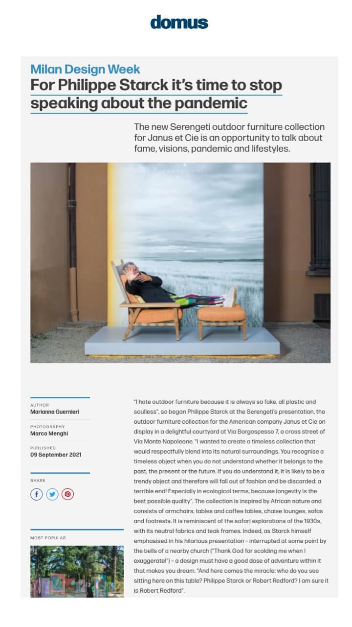 Pour Philippe Starck il est temps d'arrêter de parler de pandémie