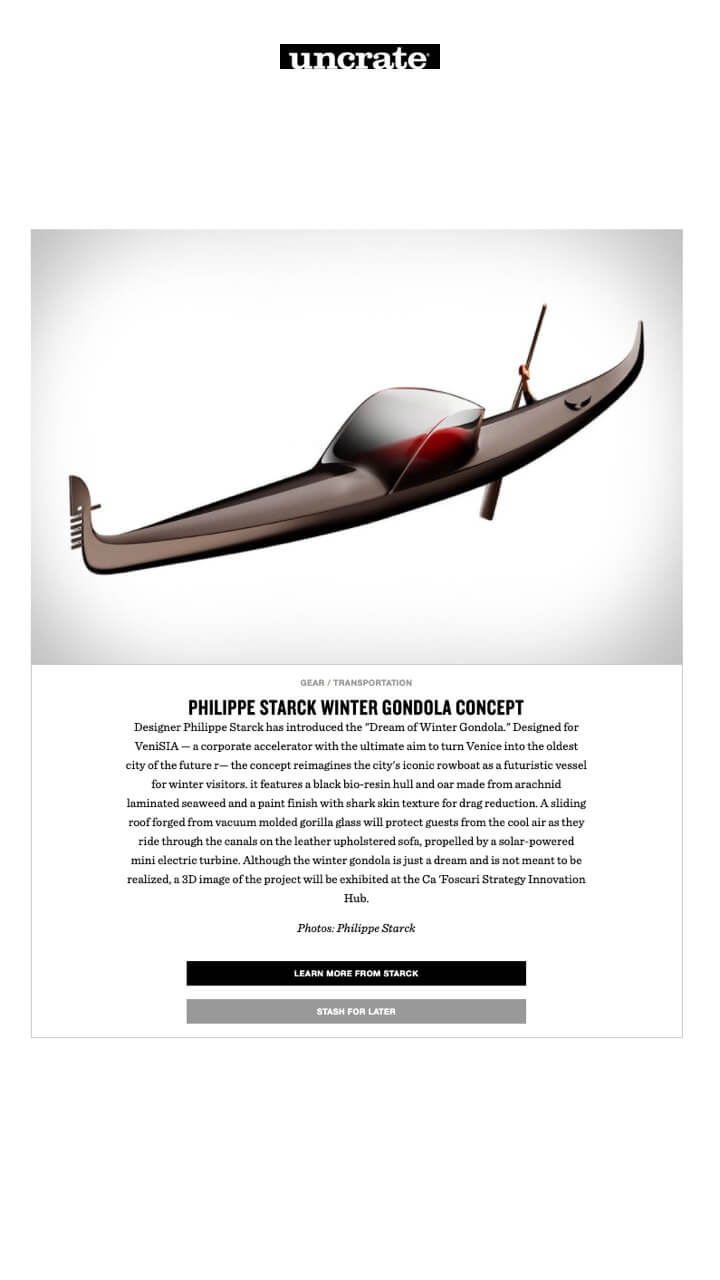 Concept de gondole d'hiver Philippe Starck