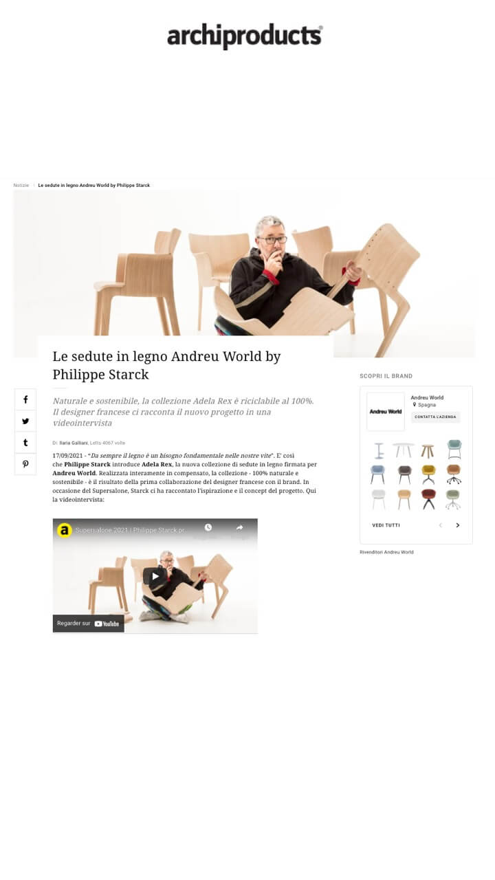  Sièges en bois Andreu World de Philippe Starck