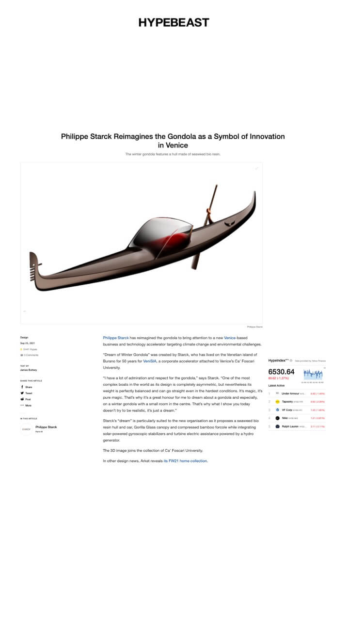 Philippe Starck réimagine la gondole comme un symbole d'innovation à Venise